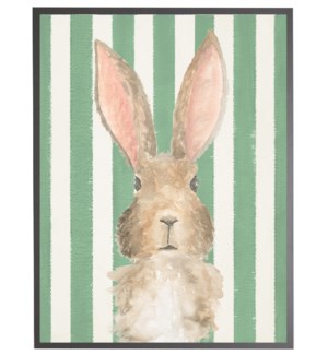 Watercolor baby Bunny on Green stripes